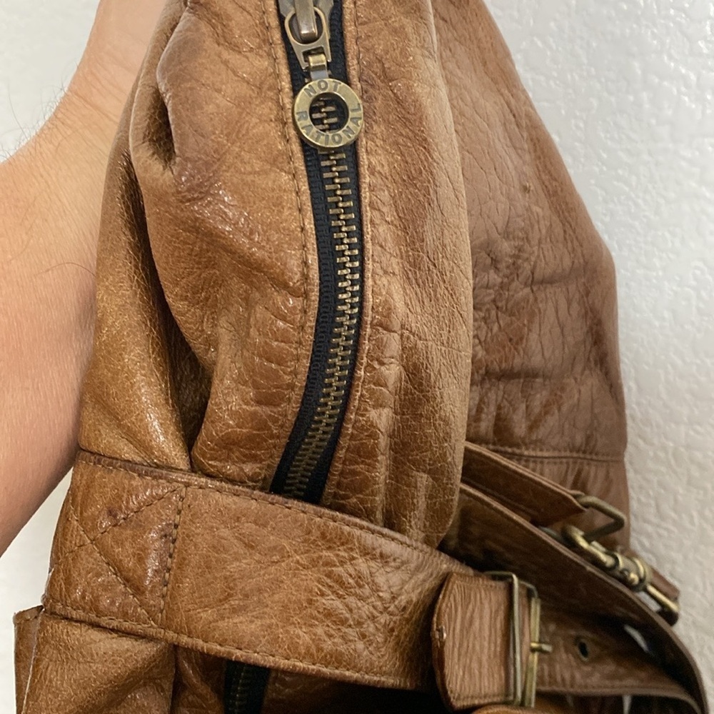 Not Rational Large Diaper/Day Brown Leather Bag with Adjustable Straps - Picture 3 of 11